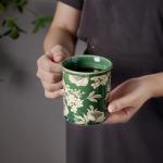 BICETTO Coffee Mugs Set of 4, 12oz Ceramic Tea Cups with Floral Design, Hand wash only, Microwaveable, Gift Box, Perfect for Cappuccino, Latte, Hot Chocolate–Tazas Para Café Bonitas (Royal Bloom)