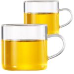 PARACITY Glass Tea Cups Set of 2, 4.3oz Clear High Borosilicate Glass Teacups with Handle, DIshwasher Safe Tea Cup for Espresso Cappuccino Latte Juice