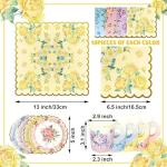 40 Set Floral Tea Cups and Saucers Disposable Tea Party Supplies Colorful Flower Teacups with Handle and Paper Napkins Dinnerware Set for Floral Theme Tea Party Birthday Wedding Bridal Shower Supply