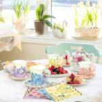 40 Set Floral Tea Cups and Saucers Disposable Tea Party Supplies Colorful Flower Teacups with Handle and Paper Napkins Dinnerware Set for Floral Theme Tea Party Birthday Wedding Bridal Shower Supply