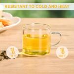 PARACITY Glass Tea Cups Set of 2, 4.3oz Clear High Borosilicate Glass Teacups with Handle, DIshwasher Safe Tea Cup for Espresso Cappuccino Latte Juice