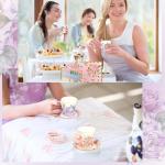 40 Set Floral Tea Cups and Saucers Disposable Tea Party Supplies Colorful Flower Teacups with Handle and Paper Napkins Dinnerware Set for Floral Theme Tea Party Birthday Wedding Bridal Shower Supply