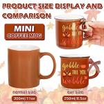 Whaline 6Pcs Fall Coffee Mugs Mini Thanksgiving Mugs with Plaid Ribbon Fall Tiered Tray Decor Pumpkin Turkey Maple Leaf Mini Drinking Mug Gifts for Thanksgiving Autumn Table Centerpieces