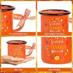 Quera 4 Pieces Fall Coffee Mini Mug White Orange Cup Thanksgiving Pumpkin Ceramic Mugs for Tiered Tray Decor Fall Centerpieces Party Decor, light and durable, Birthday Gift, 240 ml.​