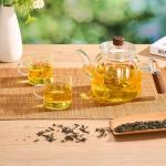 PARACITY Glass Tea Cups Set of 2, 4.3oz Clear High Borosilicate Glass Teacups with Handle, DIshwasher Safe Tea Cup for Espresso Cappuccino Latte Juice