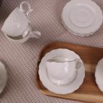 GuangYang 12 Pieces Fine Porcelain Unique Embossed Rose Tea Cups and Saucers set of 6 Special Handmade Gold Line Ceramic Cup for Cappucino