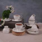 GuangYang 12 Pieces Fine Porcelain Unique Embossed Rose Tea Cups and Saucers set of 6 Special Handmade Gold Line Ceramic Cup for Cappucino