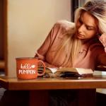 Maustic Fall Coffee Mug, Hello Pumpkin Mug, Seasonal Decor for Home Camping, Perfect for Fall, Thanksgiving, Cute Pumpkin Cup 15 Oz