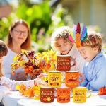 Whaline 6Pcs Fall Coffee Mugs Mini Thanksgiving Mugs with Plaid Ribbon Fall Tiered Tray Decor Pumpkin Turkey Maple Leaf Mini Drinking Mug Gifts for Thanksgiving Autumn Table Centerpieces