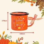 Quera 4 Pieces Fall Coffee Mini Mug White Orange Cup Thanksgiving Pumpkin Ceramic Mugs for Tiered Tray Decor Fall Centerpieces Party Decor, light and durable, Birthday Gift, 240 ml.​
