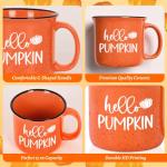 Maustic Fall Coffee Mug, Hello Pumpkin Mug, Seasonal Decor for Home Camping, Perfect for Fall, Thanksgiving, Cute Pumpkin Cup 15 Oz