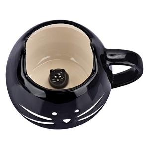 BUYNEED Funny Cute Ceramic Animal Cat Coffee Mug 12 oz Cat Lovers Kitty Tea Mugs Gifts for Women Girls Kids Black