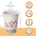 SPOTTED DOG GIFT COMPANY Pig Mugs, Animal Coffee Mug Set of 4, Pink Ceramic Tea Cups for Hot Drinks, Microwave Dishwasher Safe, Cute Farm Kitchen Decor Gifts for Women - 12.2oz