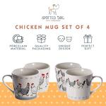 SPOTTED DOG GIFT COMPANY Chicken Mug Set of 4, Farm Coffee Mugs, Animal Themed Ceramic Tea Cups, Microwave Dishwasher Safe, Cute Kitchen Gifts for Chicken Lovers Owners - 13oz