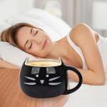 BUYNEED Funny Cute Ceramic Animal Cat Coffee Mug 12 oz Cat Lovers Kitty Tea Mugs Gifts for Women Girls Kids Black