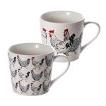 SPOTTED DOG GIFT COMPANY Chicken Mug Set of 4, Farm Coffee Mugs, Animal Themed Ceramic Tea Cups, Microwave Dishwasher Safe, Cute Kitchen Gifts for Chicken Lovers Owners - 13oz