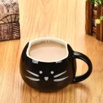 BUYNEED Funny Cute Ceramic Animal Cat Coffee Mug 12 oz Cat Lovers Kitty Tea Mugs Gifts for Women Girls Kids Black