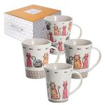 SPOTTED DOG GIFT COMPANY Cat Mugs, Animal Themed Coffee Mug Set of 4, Ceramic Tea Cups for Hot Drinks, Microwave Dishwasher Safe, Cute Kitchen Gifts for Cat Lovers Women Men - 12.2oz