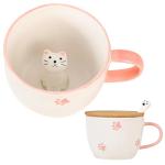 BigNoseDeer Kawaii Cat Mug with 3D Kitty Inside Cute Mugs Ceramic Tea Cup Coffee Mug Gifts for Women Girlfriend Kids White Elephant Gifts (13oz)