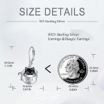 SHEAISRS Black Cat Earrings for Women 925 Sterling Silver Teacup Cat Earrings Dangle Cute Animal Leverback Earrings Jewelry for Women
