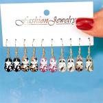 6 Pairs Cute Anime Cat Dangle Earrings Set for Women Funny Aesthetic Animal Floral Teacup Cat Earrings Cartoon Kitten Dangle Earrings Lover Cat Birthday Gifts (B Cat Earrings)