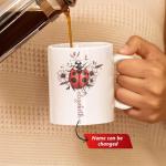 Ladybug Coffee Cup With Daisy, Personalized Nature Lover Ceramic Mug, Garden Inspired Cup 11oz 15oz, Customized Name Flower White Mug, Custom Animal Theme Decorative Cup, Daisy Mug
