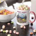 Mount Rainier Ceramic Cup 11oz 15oz, Customized National Park Coffee Mug, Custom Scenic Wildflower Design Cup, Nature Inspired Mug, Personalized Name Mount Rainier White Cup