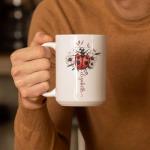 Ladybug Coffee Cup With Daisy, Personalized Nature Lover Ceramic Mug, Garden Inspired Cup 11oz 15oz, Customized Name Flower White Mug, Custom Animal Theme Decorative Cup, Daisy Mug