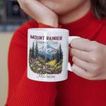 Mount Rainier Ceramic Cup 11oz 15oz, Customized National Park Coffee Mug, Custom Scenic Wildflower Design Cup, Nature Inspired Mug, Personalized Name Mount Rainier White Cup