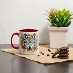 Personalized Wolf Coffee Mug, Ceramic Mug 11oz with Majestic Wolf and Autumn Leaves Artwork, Personalized Coffee Cup, Gift for Lovers, Dishwasher Safe, Customized Name Mug, Nature-Inspired Coffee Gift