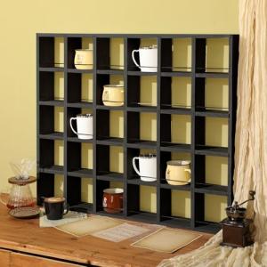 Kigley Oversize Coffee Mug Display Rack Wooden Shelves Rustic Shot Glass Display Case Travel Mug Shelf Wall Mounted Rack Holder Shadow Box(5 x 6,Black)