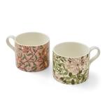 Spode Morris & Co Porcelain Mugs, Set of 2-12oz Microwave and Dishwasher Safe Tea & Coffee Cups for Kitchen Countertop or Home Brew Coffee Station, Great Gift for Mothers (Fruit & Honeysuckle)
