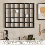 Kigley Oversize Coffee Mug Display Rack Wooden Shelves Rustic Shot Glass Display Case Travel Mug Shelf Wall Mounted Rack Holder Shadow Box(5 x 6,Black)