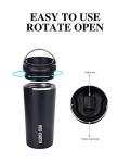 GiNT 17oz Travel Mug with Infuser and Two Lids. Vacuum Insulated 316 Stainless Steel Coffee Mug. Dishwasher Safe Mug with Tea Strainer for Hot and Cold Brew Coffee or Tea(Black)