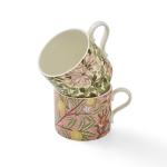 Spode Morris & Co Porcelain Mugs, Set of 2-12oz Microwave and Dishwasher Safe Tea & Coffee Cups for Kitchen Countertop or Home Brew Coffee Station, Great Gift for Mothers (Fruit & Honeysuckle)