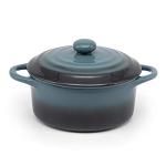 Kook Ceramic Mini Cocotte Set, Small Casserole Dishes with Lids and Handles, Individual Baking Ramekins, Oven, Microwave & Dishwasher Safe, Stoneware, 12 oz, Set of 4 (Stone Ombre)