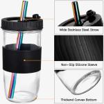 Youeon 4 Pack 24 Oz Reusable Boba Cups with Lids and Straw, Iced Coffee & Smoothie Cups, Bubble Tea & Mason Jar Style with Silicone Sleeve, BPA Free, Dishwasher Safe, 2 Colors