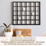 Kigley Oversize Coffee Mug Display Rack Wooden Shelves Rustic Shot Glass Display Case Travel Mug Shelf Wall Mounted Rack Holder Shadow Box(5 x 6,Black)