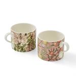 Spode Morris & Co Porcelain Mugs, Set of 2-12oz Microwave and Dishwasher Safe Tea & Coffee Cups for Kitchen Countertop or Home Brew Coffee Station, Great Gift for Mothers (Fruit & Honeysuckle)