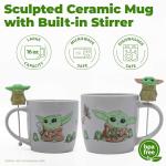 Disney Star Wars The Child Classic Poses Stirrer Mug - Cute Mugs for Women and Men - Unique Ceramic Coffee Cup With Stir Stick - Officially Licensed Collectibles