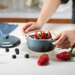 Kook Ceramic Mini Cocotte Set, Small Casserole Dishes with Lids and Handles, Individual Baking Ramekins, Oven, Microwave & Dishwasher Safe, Stoneware, 12 oz, Set of 4 (Stone Ombre)