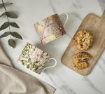 Spode Morris & Co Porcelain Mugs, Set of 2-12oz Microwave and Dishwasher Safe Tea & Coffee Cups for Kitchen Countertop or Home Brew Coffee Station, Great Gift for Mothers (Fruit & Honeysuckle)