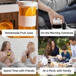 Youeon 4 Pack 24 Oz Reusable Boba Cups with Lids and Straw, Iced Coffee & Smoothie Cups, Bubble Tea & Mason Jar Style with Silicone Sleeve, BPA Free, Dishwasher Safe, 2 Colors