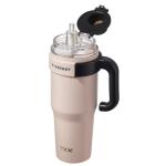 TKK 40 oz Tumblers with Handle and Straw, Ceramic Coating Insulated Bottle 100% Leakproof Travel Mug for Water, Iced Tea or Coffee, Smoothie, Cup Holder Friendly Base, Pink