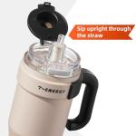 TKK 40 oz Tumblers with Handle and Straw, Ceramic Coating Insulated Bottle 100% Leakproof Travel Mug for Water, Iced Tea or Coffee, Smoothie, Cup Holder Friendly Base, Pink