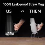 Tyeso 40 oz Tumbler with Handle, Straw and Lid - Leak Resistant Insulated Stainless Steel Water Bottle, Car Cup Holder Friendly Travel Coffee Mug Black - Gifts for Men & Women