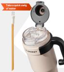 TKK 40 oz Tumblers with Handle and Straw, Ceramic Coating Insulated Bottle 100% Leakproof Travel Mug for Water, Iced Tea or Coffee, Smoothie, Cup Holder Friendly Base, Pink