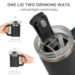 Tyeso 40 oz Tumbler with Handle, Straw and Lid - Leak Resistant Insulated Stainless Steel Water Bottle, Car Cup Holder Friendly Travel Coffee Mug Black - Gifts for Men & Women