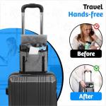 KBC United Luggage Cup Holder Travel Bag - Suitcase Drink Caddy With Cover - Freehand Airplane Drink Carrier Attachment With Cover - Travelers Coffee Gadgets Essentials (Grey)