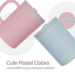 Copco Iconic 16oz Double Wall Insulated Desk Mug with Lid and Handle, Set of 2, BPA-Free Reusable Plastic, Spill-Proof, Microwave & Dishwasher Safe, Wide Mouth, Cup Holder Friendly (Light Blue/Pink)